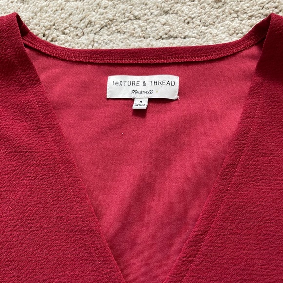 Madewell Texture & Thread Red Crepe Wrap Top - Picture 8 of 14